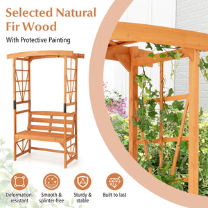 6.2 Feet Tall Patio Garden Arbor with Pergola and 2-Seat Bench for Garden Lawn Backyard Decoration-Yellow view 7