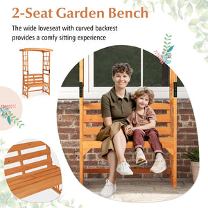 6.2 Feet Tall Patio Garden Arbor with Pergola and 2-Seat Bench for Garden Lawn Backyard Decoration-Yellow view 9