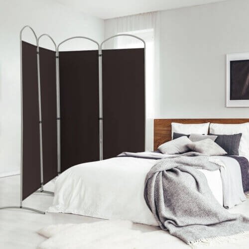 6.2Ft Folding 4-Panel Room Divider for Home Office Living Room -Brown view 2