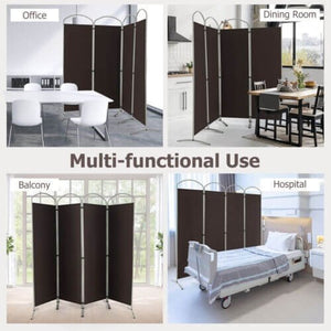 6.2Ft Folding 4-Panel Room Divider for Home Office Living Room -Brown view 3
