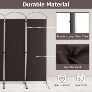 6.2Ft Folding 4-Panel Room Divider for Home Office Living Room -Brown view 9