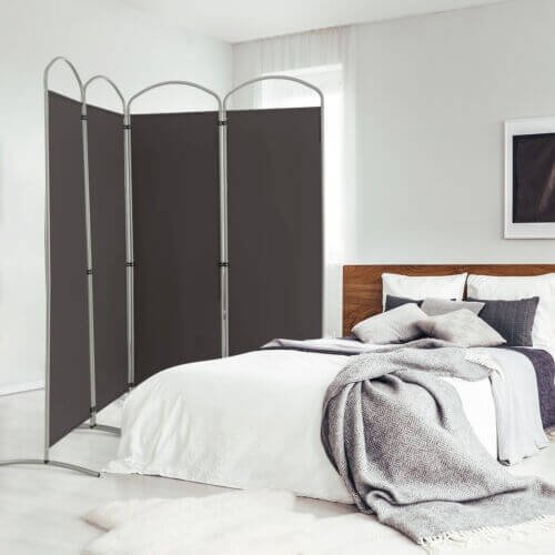 6.2Ft Folding 4-Panel Room Divider for Home Office Living Room -Gray view 2