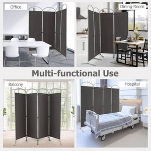 6.2Ft Folding 4-Panel Room Divider for Home Office Living Room -Gray view 3