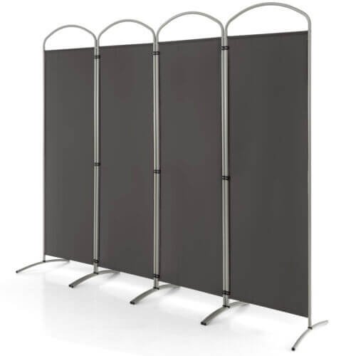 6.2Ft Folding 4-Panel Room Divider for Home Office Living Room -Gray view 4