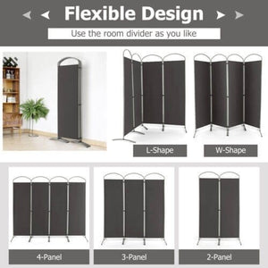 6.2Ft Folding 4-Panel Room Divider for Home Office Living Room -Gray view 8