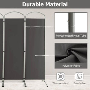 6.2Ft Folding 4-Panel Room Divider for Home Office Living Room -Gray view 9