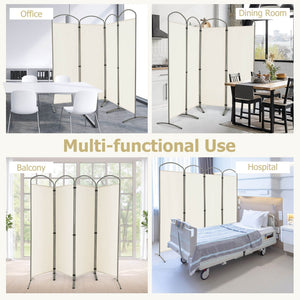 6.2Ft Folding 4-Panel Room Divider for Home Office Living Room -White view 3