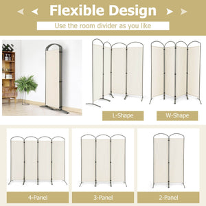 6.2Ft Folding 4-Panel Room Divider for Home Office Living Room -White view 8