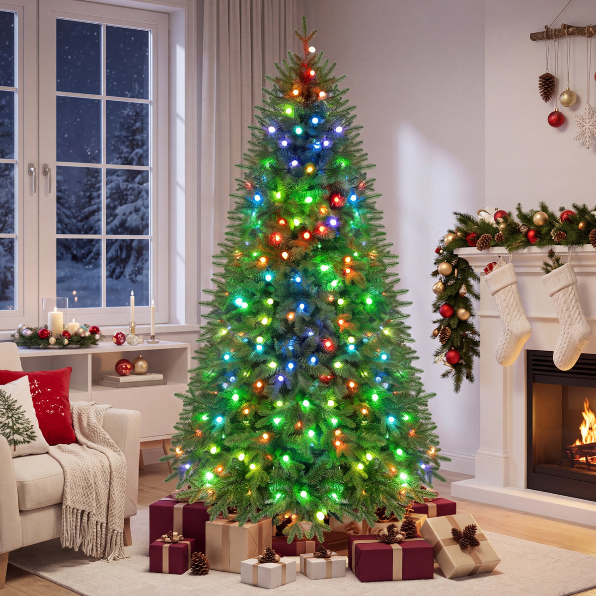 6.3 FT Smart Christmas Tree with 230 Pre-Lit RGB LED Lights-M view 2