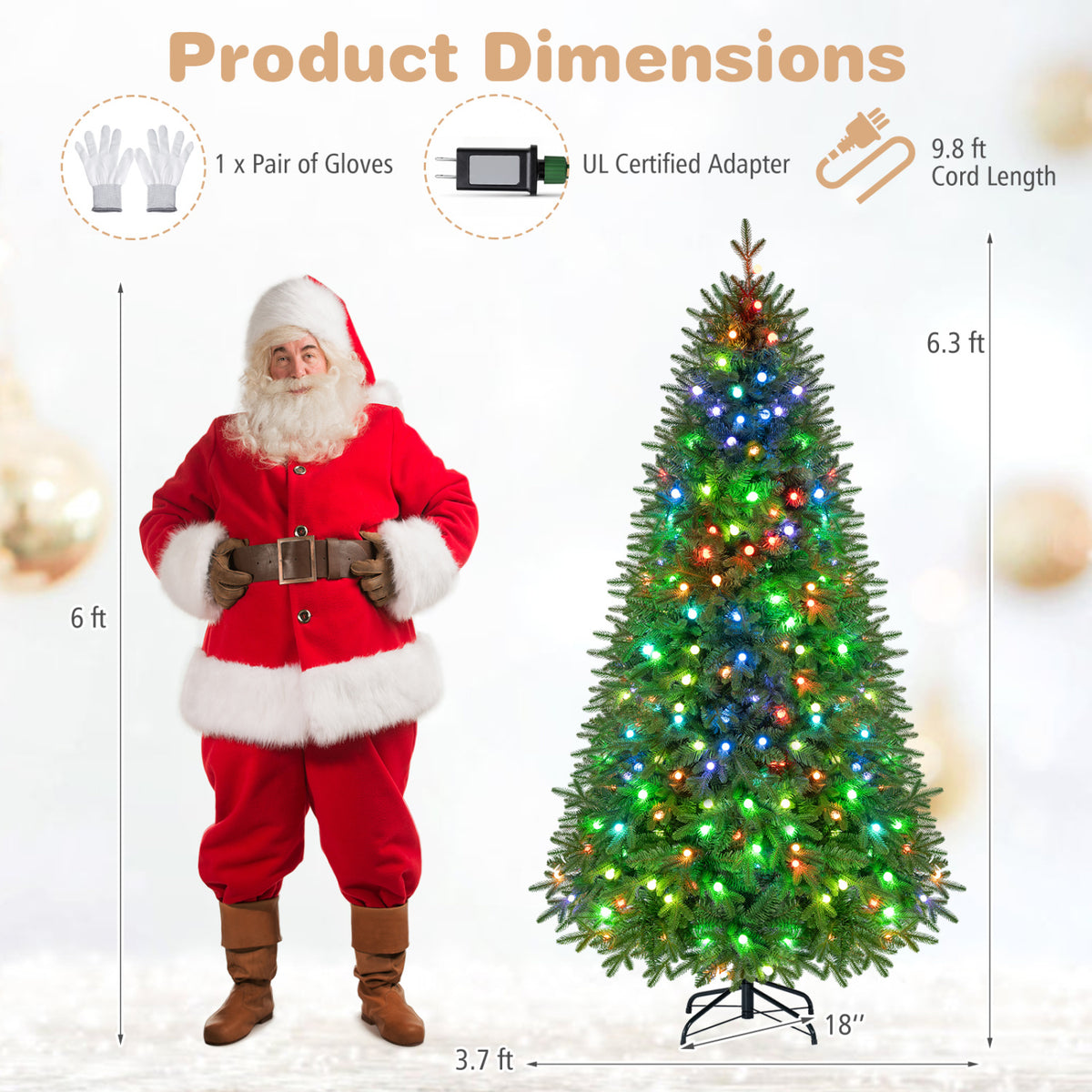 6.3 FT Smart Christmas Tree with 230 Pre-Lit RGB LED Lights-M view 5