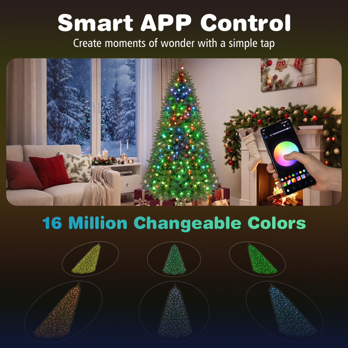 6.3 FT Smart Christmas Tree with 230 Pre-Lit RGB LED Lights-M view 8