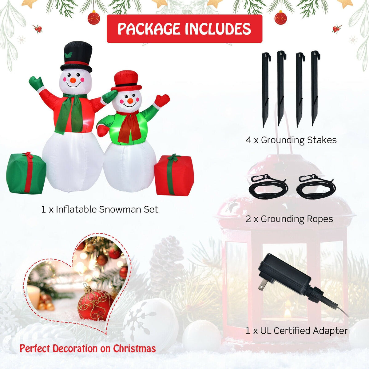 6 Feet Christmas Inflatable Snowmen Blow Up Christmas Decoration view 6