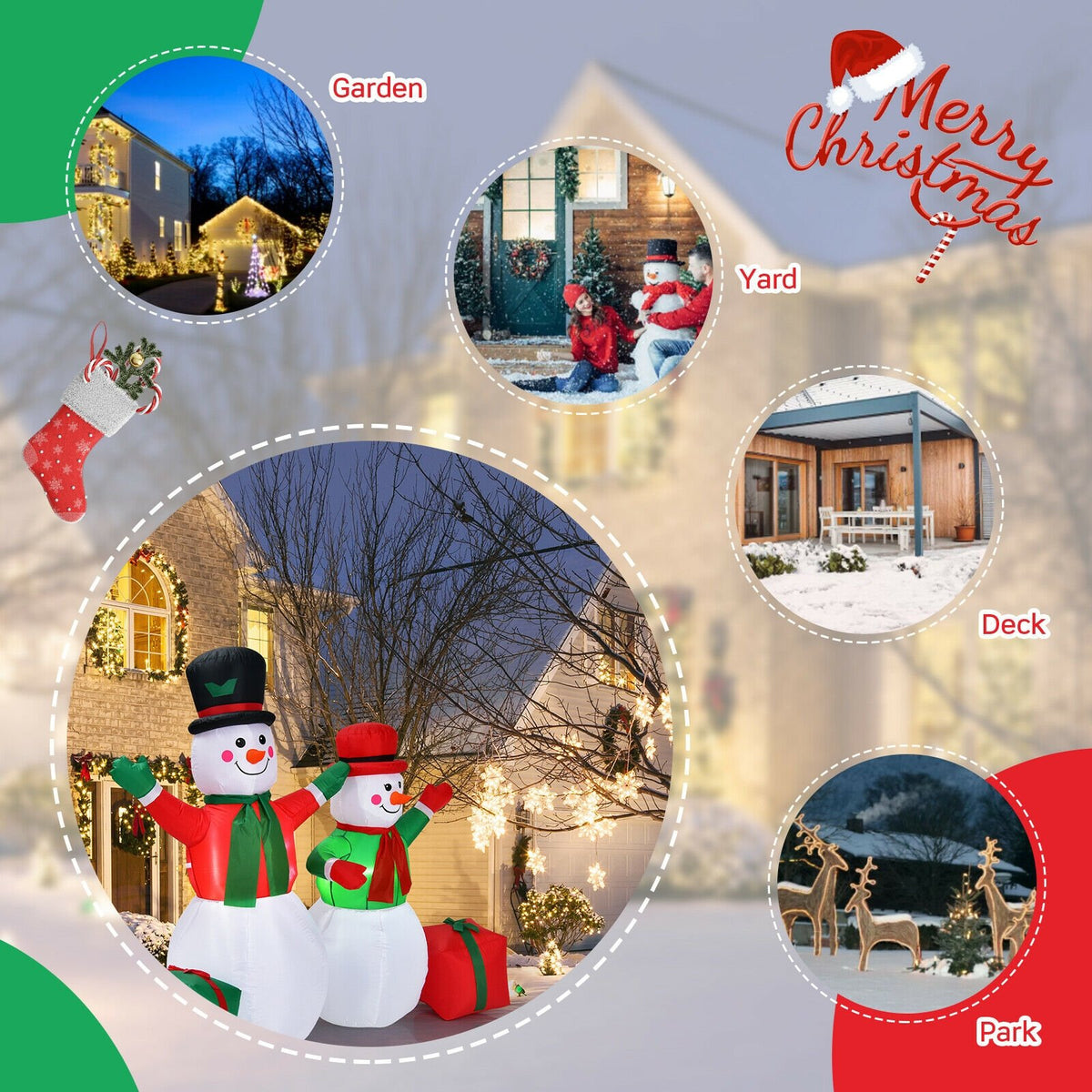 6 Feet Christmas Inflatable Snowmen Blow Up Christmas Decoration view 7