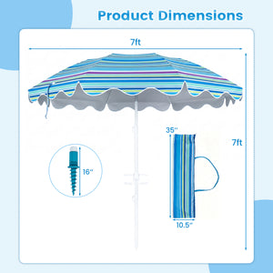 6.5 FT Beach Umbrella UPF 50+ with Sand Anchor for Garden Pool Backyard-Blue view 5