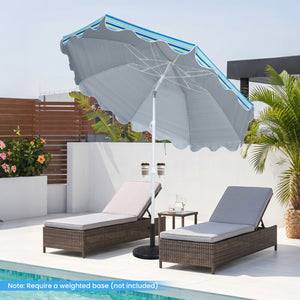 6.5 FT Beach Umbrella UPF 50+ with Sand Anchor for Garden Pool Backyard-Blue view 6