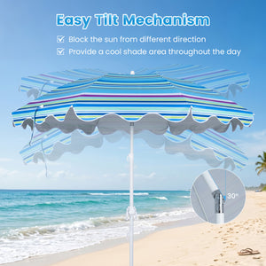 6.5 FT Beach Umbrella UPF 50+ with Sand Anchor for Garden Pool Backyard-Blue view 8