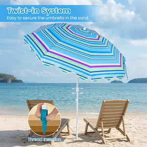 6.5 FT Beach Umbrella UPF 50+ with Sand Anchor for Garden Pool Backyard-Blue view 9