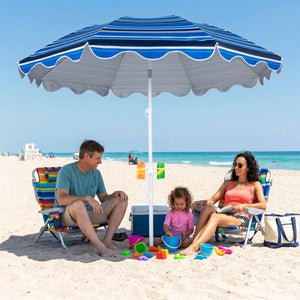 6.5 FT Beach Umbrella UPF 50+ with Sand Anchor for Garden Pool Backyard-Navy view 2