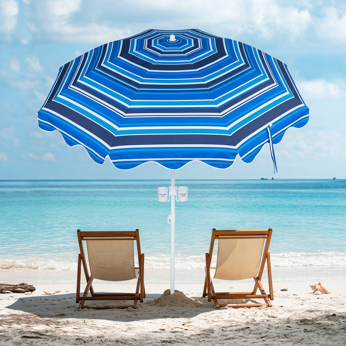 6.5 FT Beach Umbrella UPF 50+ with Sand Anchor for Garden Pool Backyard-Navy view 3