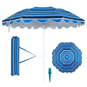 6.5 FT Beach Umbrella UPF 50+ with Sand Anchor for Garden Pool Backyard-Navy view 4