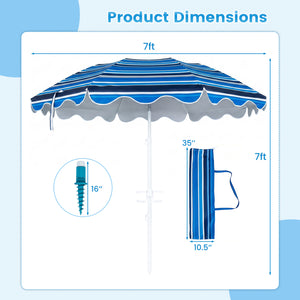 6.5 FT Beach Umbrella UPF 50+ with Sand Anchor for Garden Pool Backyard-Navy view 5
