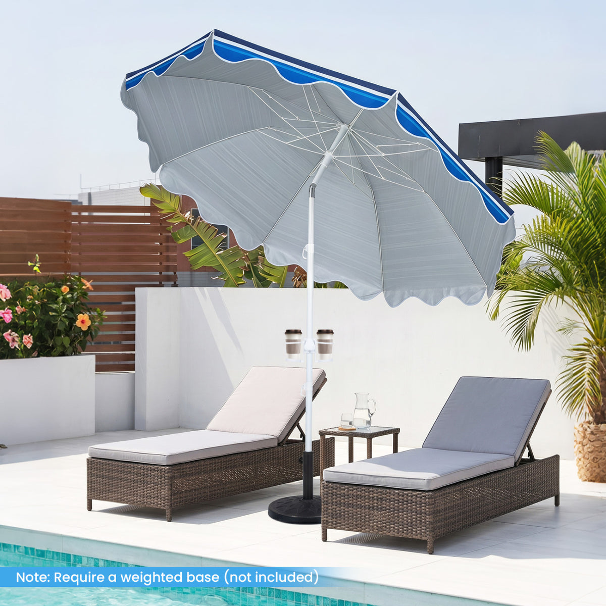 6.5 FT Beach Umbrella UPF 50+ with Sand Anchor for Garden Pool Backyard-Navy view 6