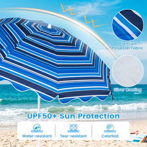 6.5 FT Beach Umbrella UPF 50+ with Sand Anchor for Garden Pool Backyard-Navy view 7