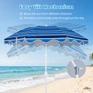 6.5 FT Beach Umbrella UPF 50+ with Sand Anchor for Garden Pool Backyard-Navy view 8