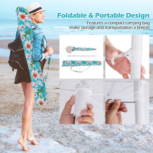 6.5 FT Beach Umbrella with Fringe Outdoor Tassel Umbrella with Push Button Tilt-Green view 9