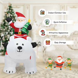 6.5 Feet Christmas Inflatable Santa Riding Polar Bear with Shaking Head LED Lights view 5