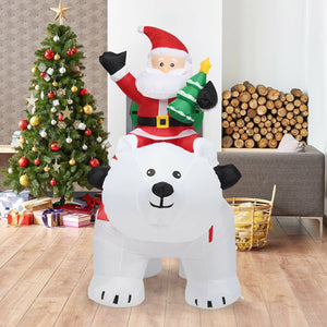 6.5 Feet Christmas Inflatable Santa Riding Polar Bear with Shaking Head LED Lights view 8