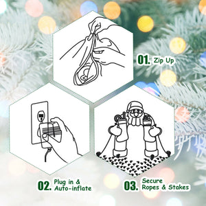6.5 Feet Christmas Inflatable Santa Riding Polar Bear with Shaking Head LED Lights view 9