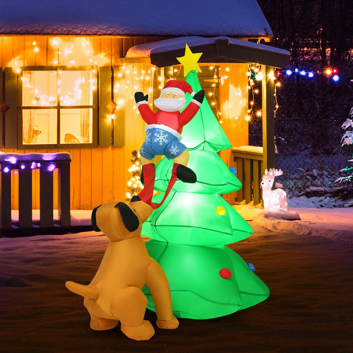 6.5 Feet Outdoor Inflatable Christmas Tree Santa Decor with LED Lights view 2