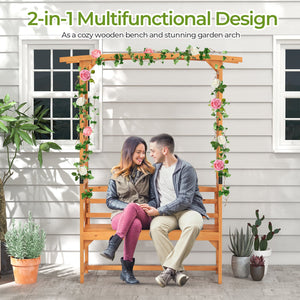 6.5 FT Tall Patio Garden Arbor with Pergola and 2-Seat Bench for Garden Backyard Decoration-Yellow view 2