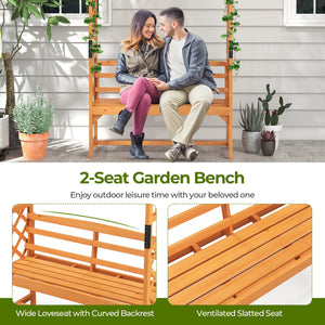 6.5 FT Tall Patio Garden Arbor with Pergola and 2-Seat Bench for Garden Backyard Decoration-Yellow view 7