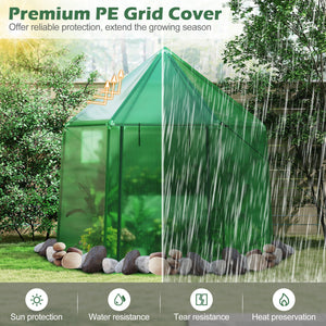 6.5 x 5.6 x 6.2 FT Mini Walk-in Greenhouse Portable Outdoor Warm House for Winter with PE Cover-Green view 6