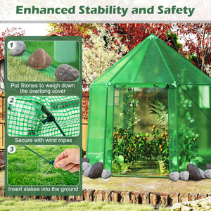 6.5 x 5.6 x 6.2 FT Mini Walk-in Greenhouse Portable Outdoor Warm House for Winter with PE Cover-Green view 7