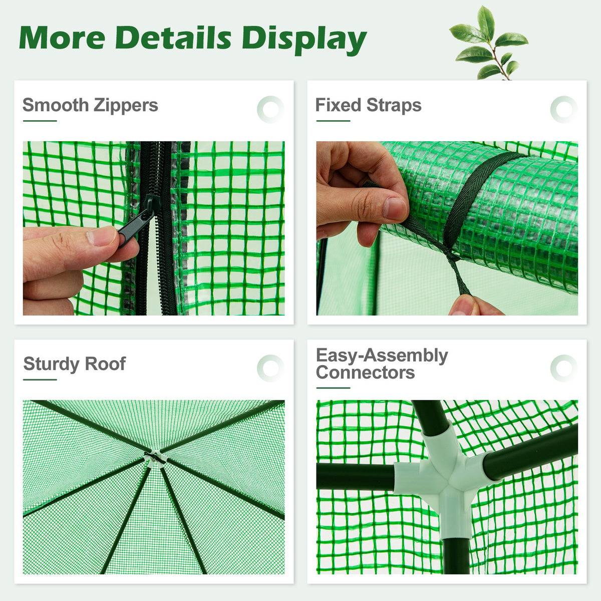 6.5 x 5.6 x 6.2 FT Mini Walk-in Greenhouse Portable Outdoor Warm House for Winter with PE Cover-Green view 9