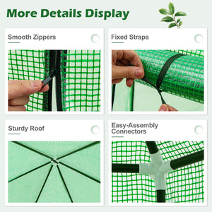 6.5 x 5.6 x 6.2 FT Mini Walk-in Greenhouse Portable Outdoor Warm House for Winter with PE Cover-Green view 9