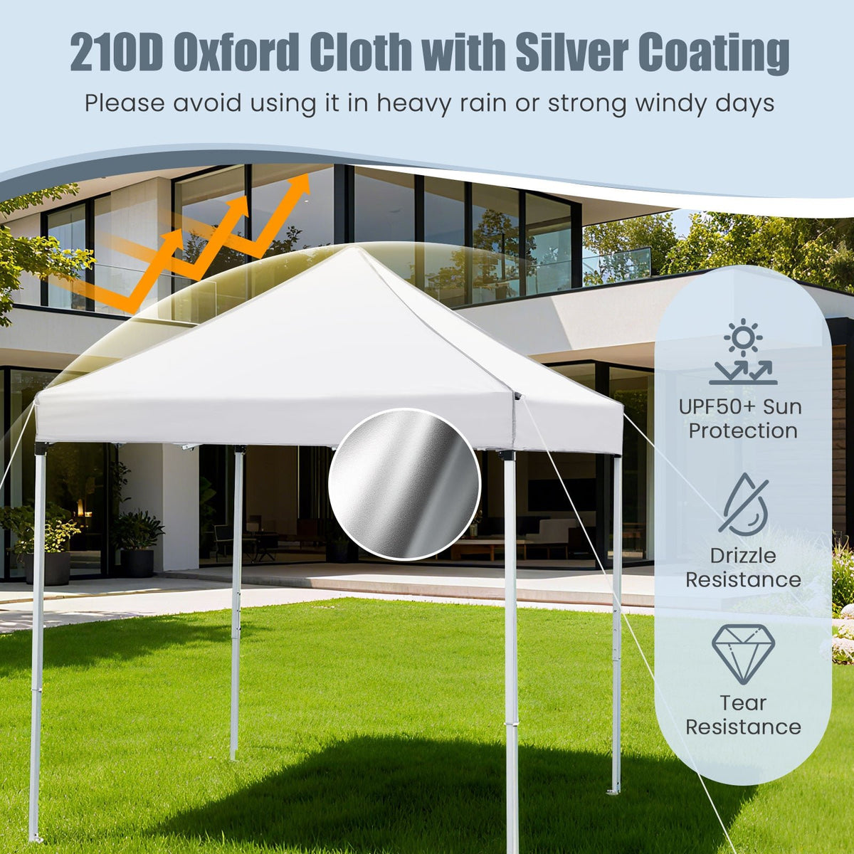 6.5 x 6.5 FT Pop up Canopy Tent with 4 Sidewalls and Wheeled Bag-white view 5