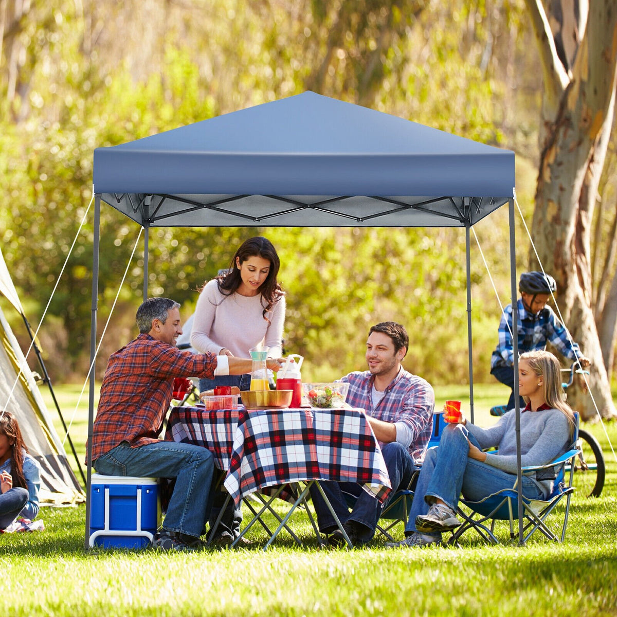 6.6 x 6.6 Feet Outdoor Pop-up Canopy Tent with UPF 50+ Sun Protection-Blue view 2