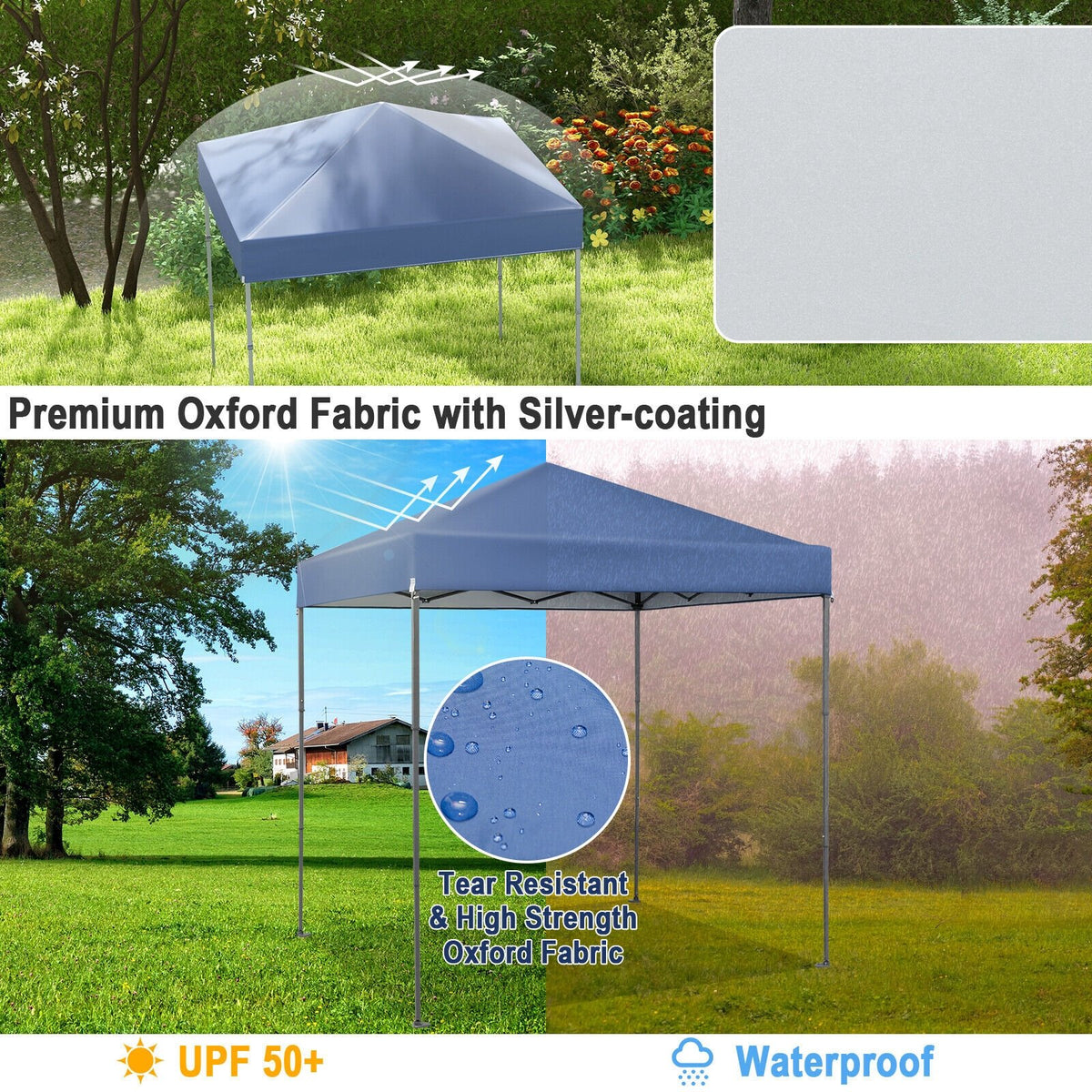 6.6 x 6.6 Feet Outdoor Pop-up Canopy Tent with UPF 50+ Sun Protection-Blue view 5