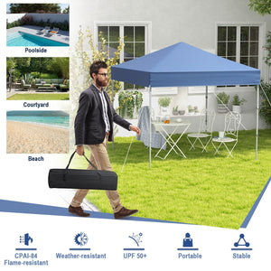6.6 x 6.6 Feet Outdoor Pop-up Canopy Tent with UPF 50+ Sun Protection-Blue view 6