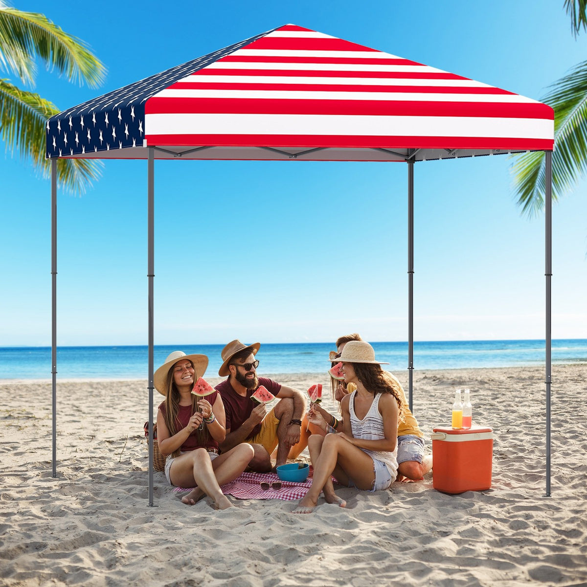 6.6 x 6.6 Feet Outdoor Pop-up Canopy Tent with UPF 50+ Sun Protection-Multicolor view 2