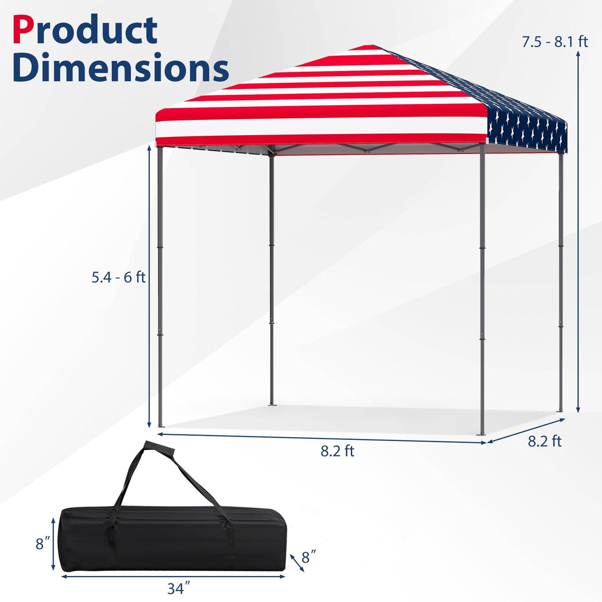 6.6 x 6.6 Feet Outdoor Pop-up Canopy Tent with UPF 50+ Sun Protection-Multicolor view 5