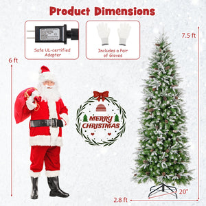 6/7.5/9 Feet Pre-Lit Artificial Christmas Tree Snow Flocked Hinged-7.5 Feet view 4
