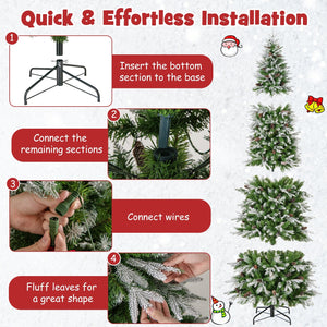 6/7.5/9 Feet Pre-Lit Artificial Christmas Tree Snow Flocked Hinged-9 FT view 8