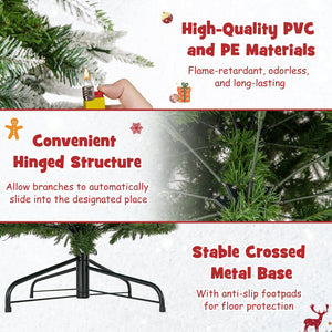 6/7.5/9 Feet Pre-Lit Artificial Christmas Tree Snow Flocked Hinged-9 FT view 9