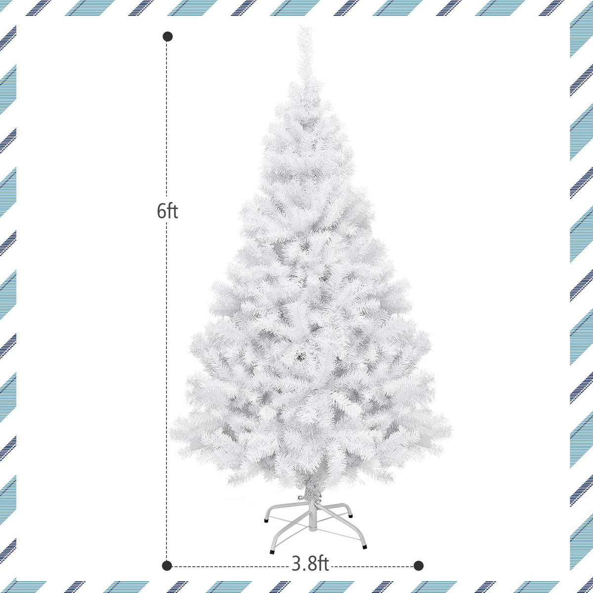 6' / 7.5' / 9' Hinged Artificial Christmas Tree with Metal Stand-6 ft view 4