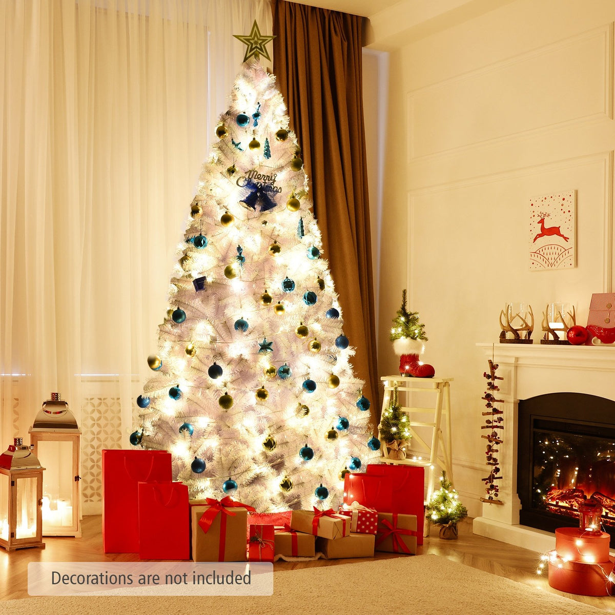 6 Feet / 7.5 Feet / 9 Feet Hinged Artificial Christmas Tree with Metal Stand-7.5 Feet view 3